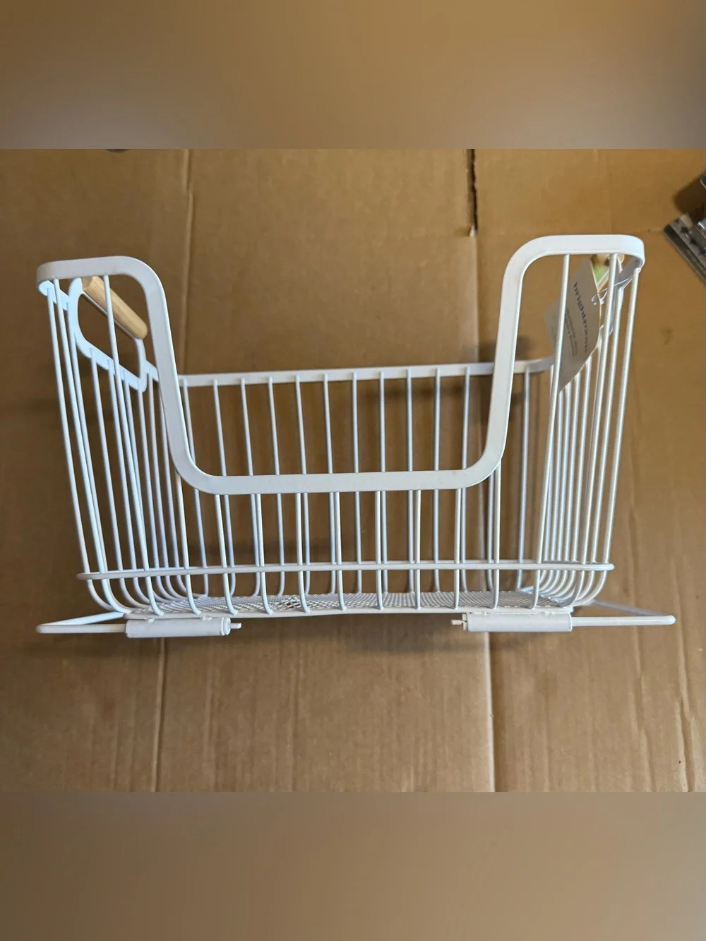 Metal Stackable Wire Pantry Basket with Rubber Wood Handle - Brightroom